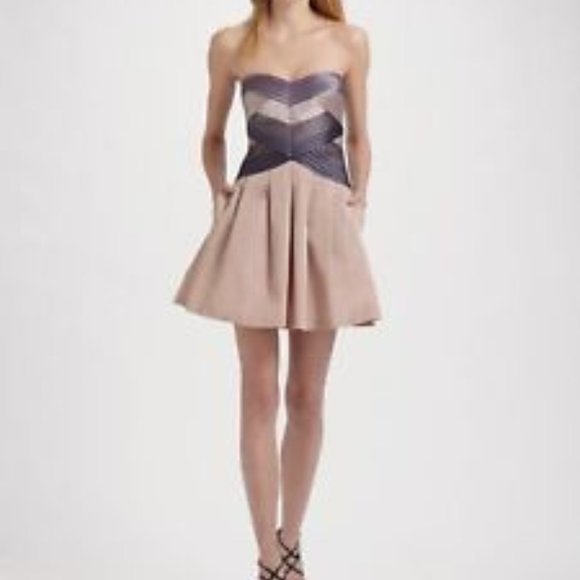 BCBGMaxAzria Strapless Hana Taffeta Dress 0 - Picture 1 of 8